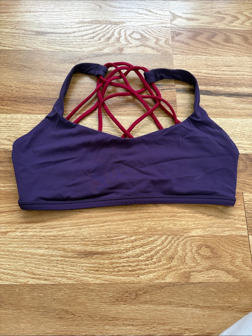 lululemon athletica Plum Sports Bra with Red Strappy Back
